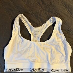 Calvin Klein White Sports Bra with Logo Band